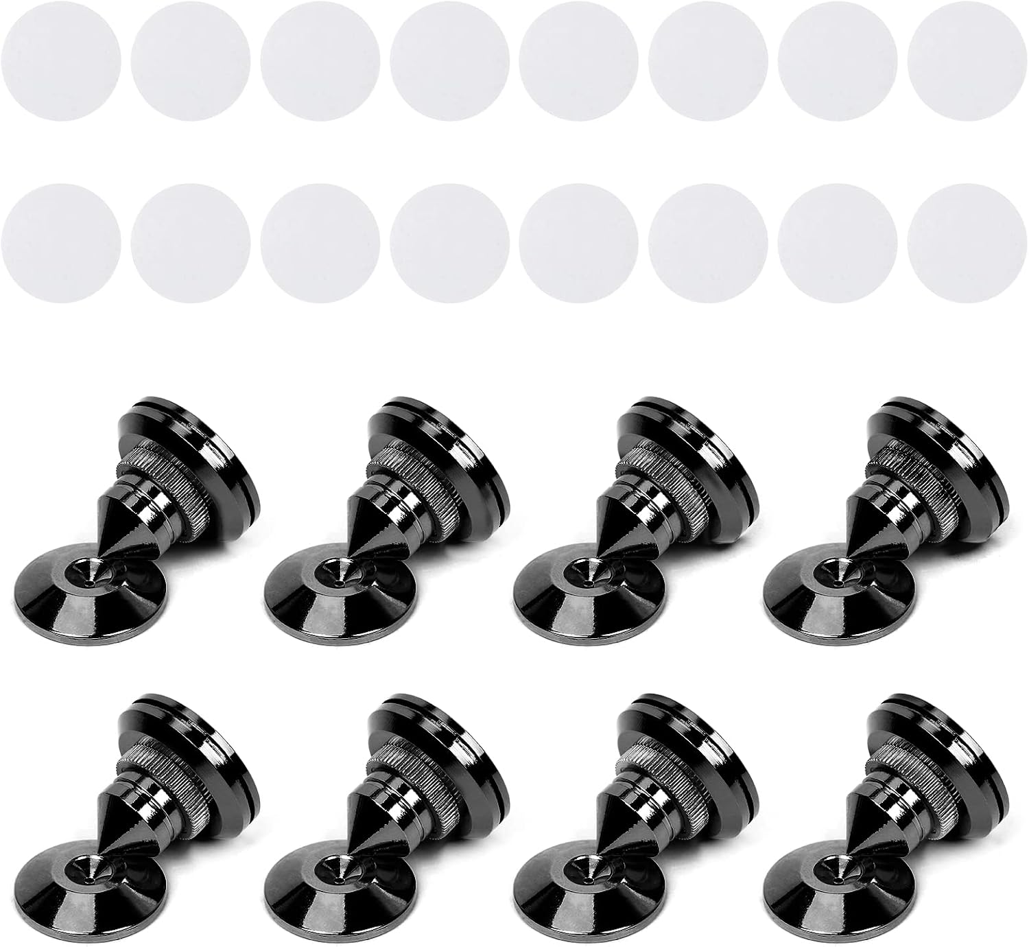 8 pièces de Pointes pour Enceintes Noires, Shock Absorber - support d'enceintes anti-vibrations pour matériel hi-fi et enceintes