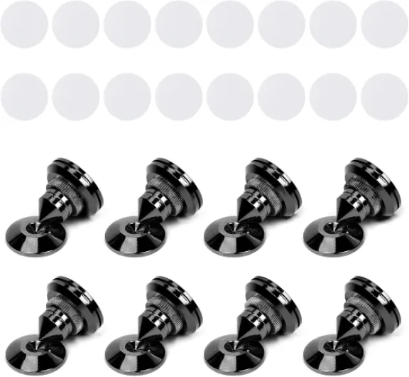 8 pièces de Pointes pour Enceintes Noires, Shock Absorber - support d'enceintes anti-vibrations pour matériel hi-fi et enceintes