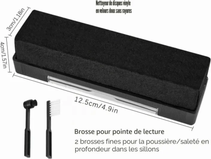 Yotako - Kit de nettoyage pour disques en vinyle, brosse de nettoyage antistatique en velours, brosse à stylet avec chiffon de nettoyage pour disques.