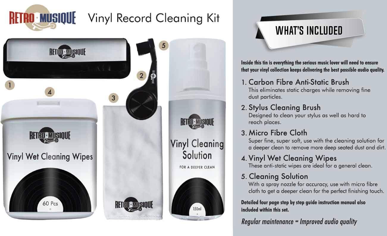 Kit de nettoyage de disques vinyles de la marque Retro Musique – Tout ce dont vous avez besoin pour protéger vos Disques vinyles et en profiter au maximum silver