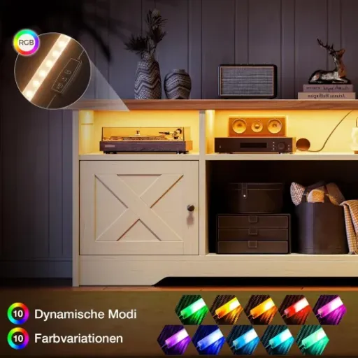 Test Coleshome Blanc Meuble TV : un meuble télé pratique avec prises et LED qui fait le job